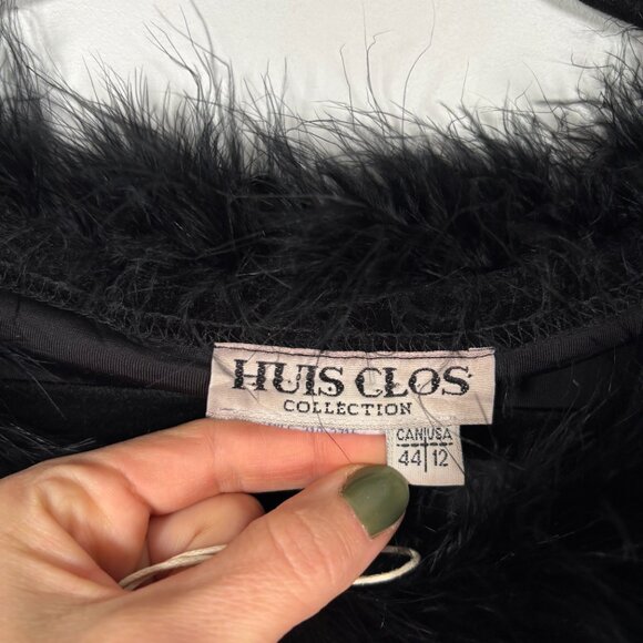 Vintage Black Velvet Feather Trim Top Y2K Party Holiday Glam Whimsigoth Size L - Picture 7 of 7